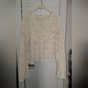Roxy Cream Knit Pullover with Tassels